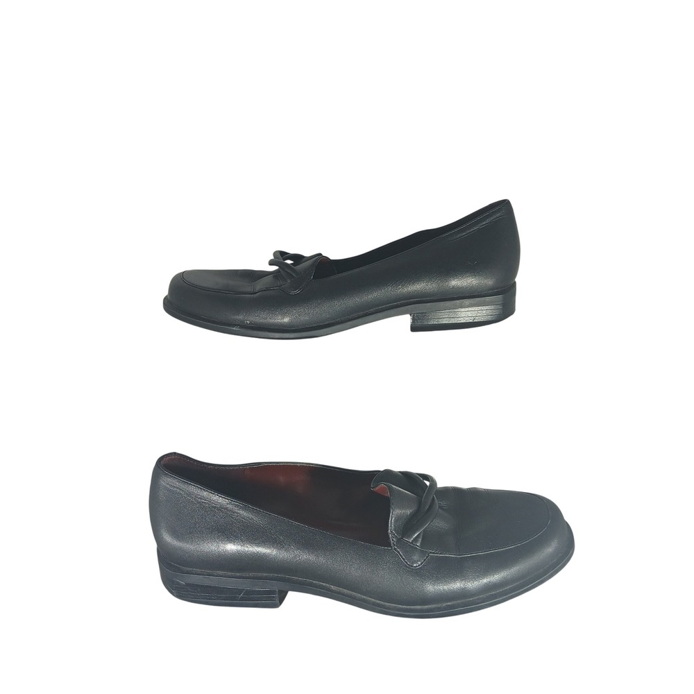 Nine & Company Leather Loafers 6M Black Twist Detail Dark Academia Office Siren